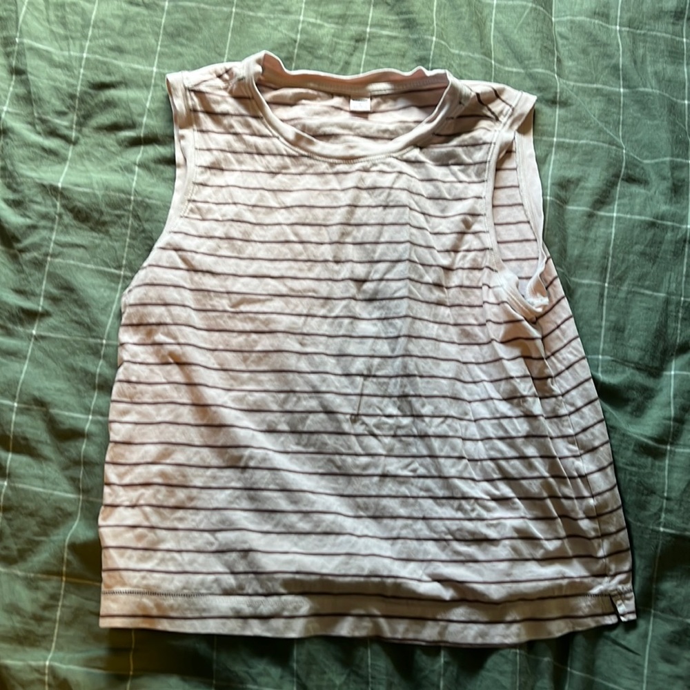 Old Navy pink and brown striped tank top, size Medium